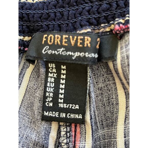 Forever 21 Women's Navy Striped Jumpsuit Rayon Medium - Picture 8 of 9